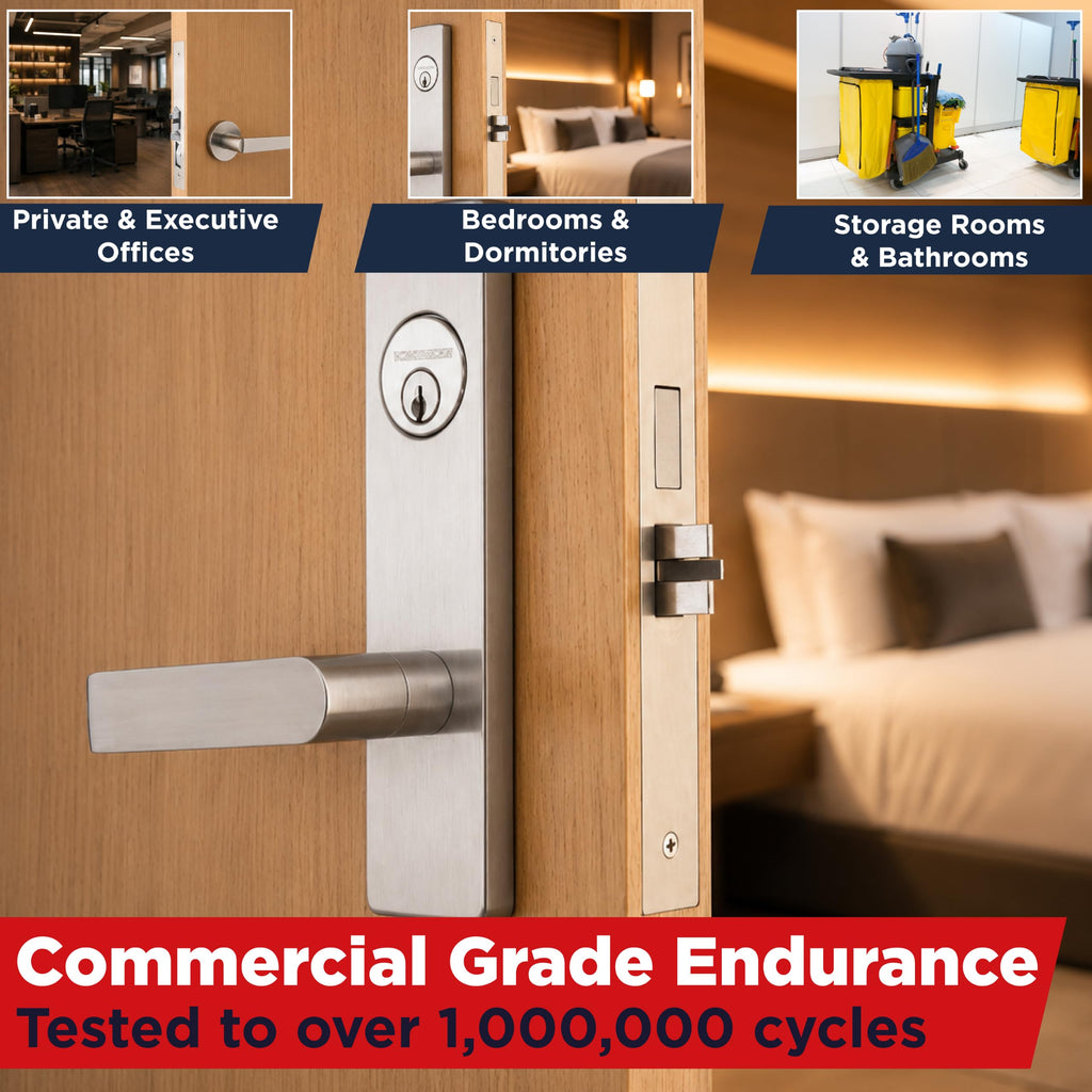 Mortise Lock Set Interior Door | Grade 1 Commercial Door Handle with Lock | ANSI Certified Mortise Cylinder Lock for