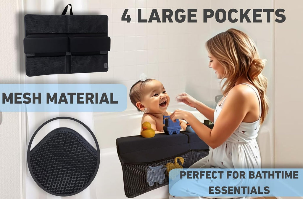 NEW Luxury Bath Kneeling Pad and Elbow Rest Set - THICK SOFT Bath Kneeler Pad and Bath Toys Organizer with Pockets