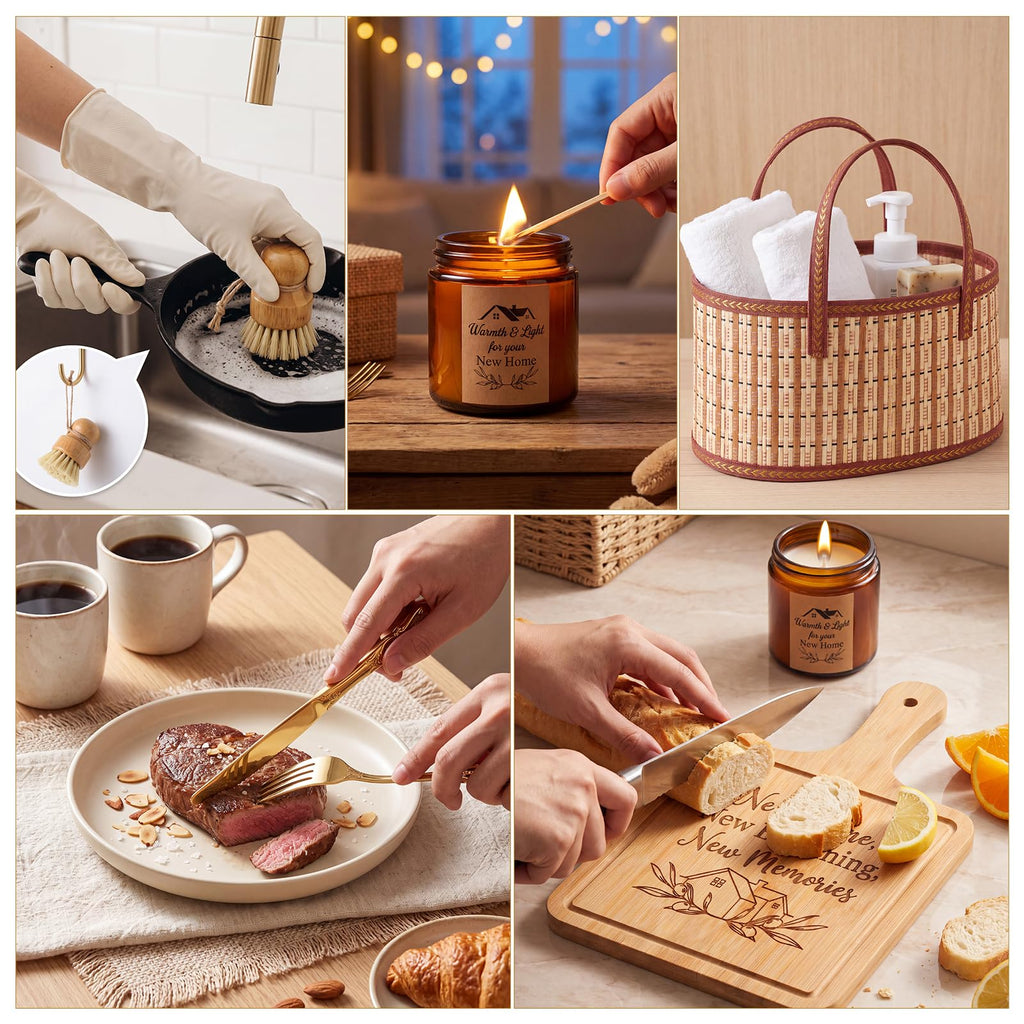 17 Pieces Housewarming Gifts Basket for New Home - Closing Gifts for Women Men Couple Welcome Moving in New House