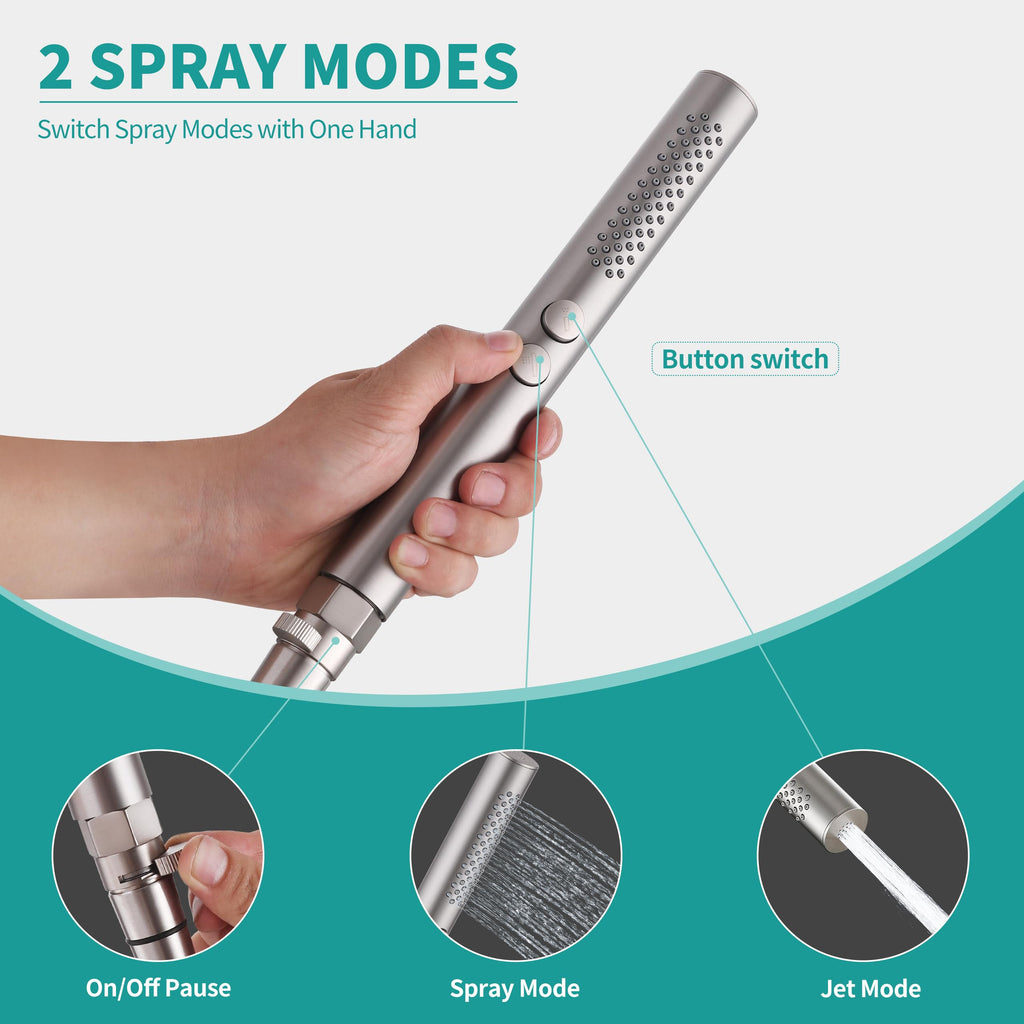 All-Metal High Pressure Round Handheld Shower Head,Brushed Nickel