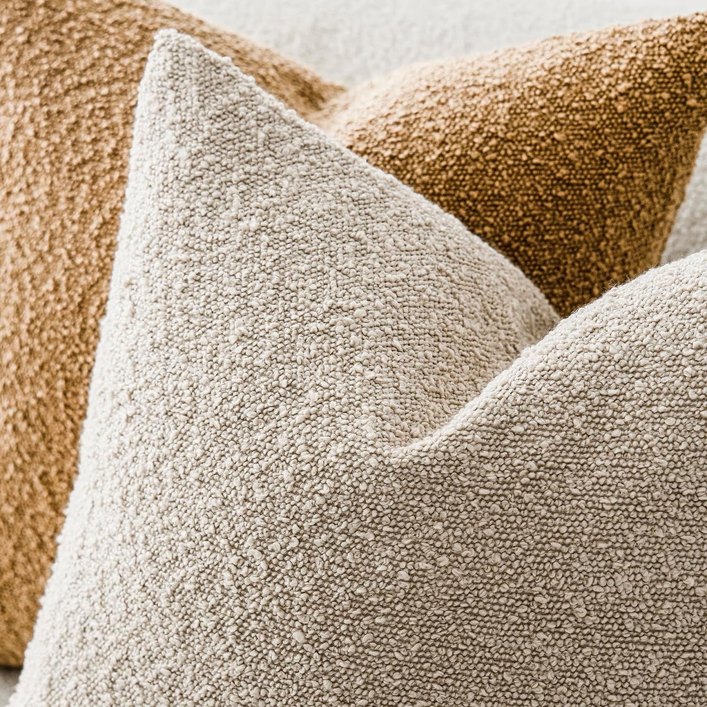 Textured Boucle Throw Pillow Covers Accent Solid Lumbar Pillow Cases Cozy Soft Decorative Couch Cushion Case for