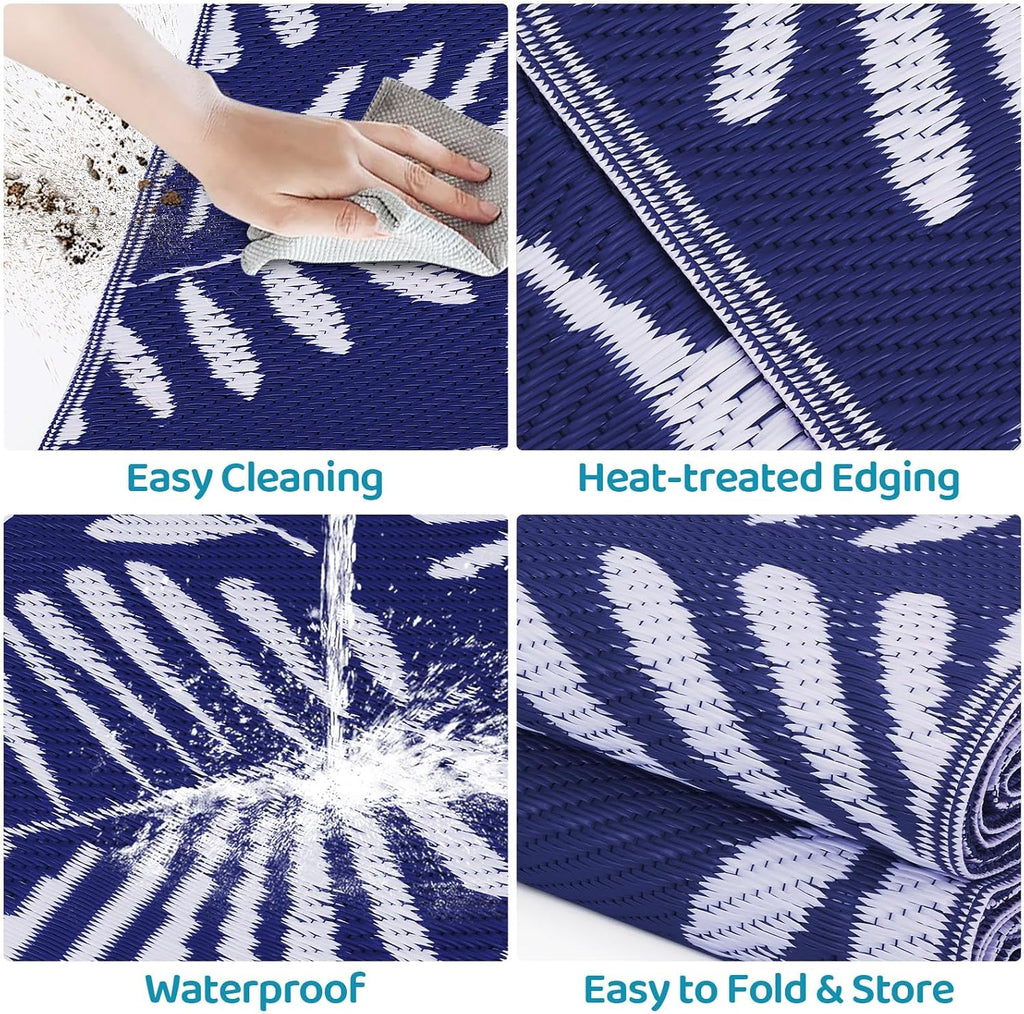 Outdoor Rug, Patio Rug, Plastic Straw Camping Rugs, Large Waterproof Area Rug and Mat for Outdoors, RV, Patio