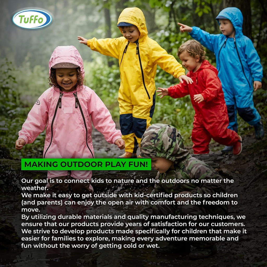 Muddy Buddy Kids Waterproof Rain Suit One-Piece Coverall, Dual Zippers, Sealed Seams, Reinforced Knees - Boys & Girls