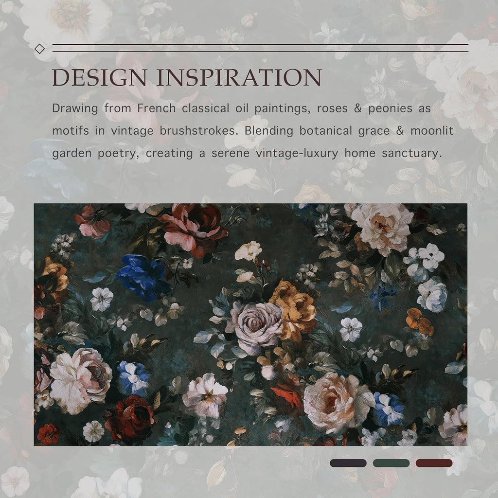 Green Velvet Curtains 102 inches Long, Printed Floral Vintage Design Home Decoration Super Soft Light Filtering