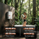 Portable Propane Water Heater Tankless, 10L 2.64GPM Instant Gas Hot Water Heater 68