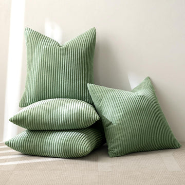 Soft Corduroy Decorative Throw Pillow Covers Sage Green 18x18