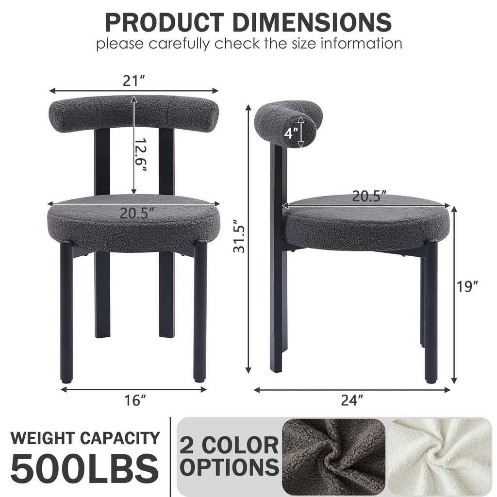 Boucle Dining Chairs Set of 4 Kitchen & Dining Room Chairs(Gray)