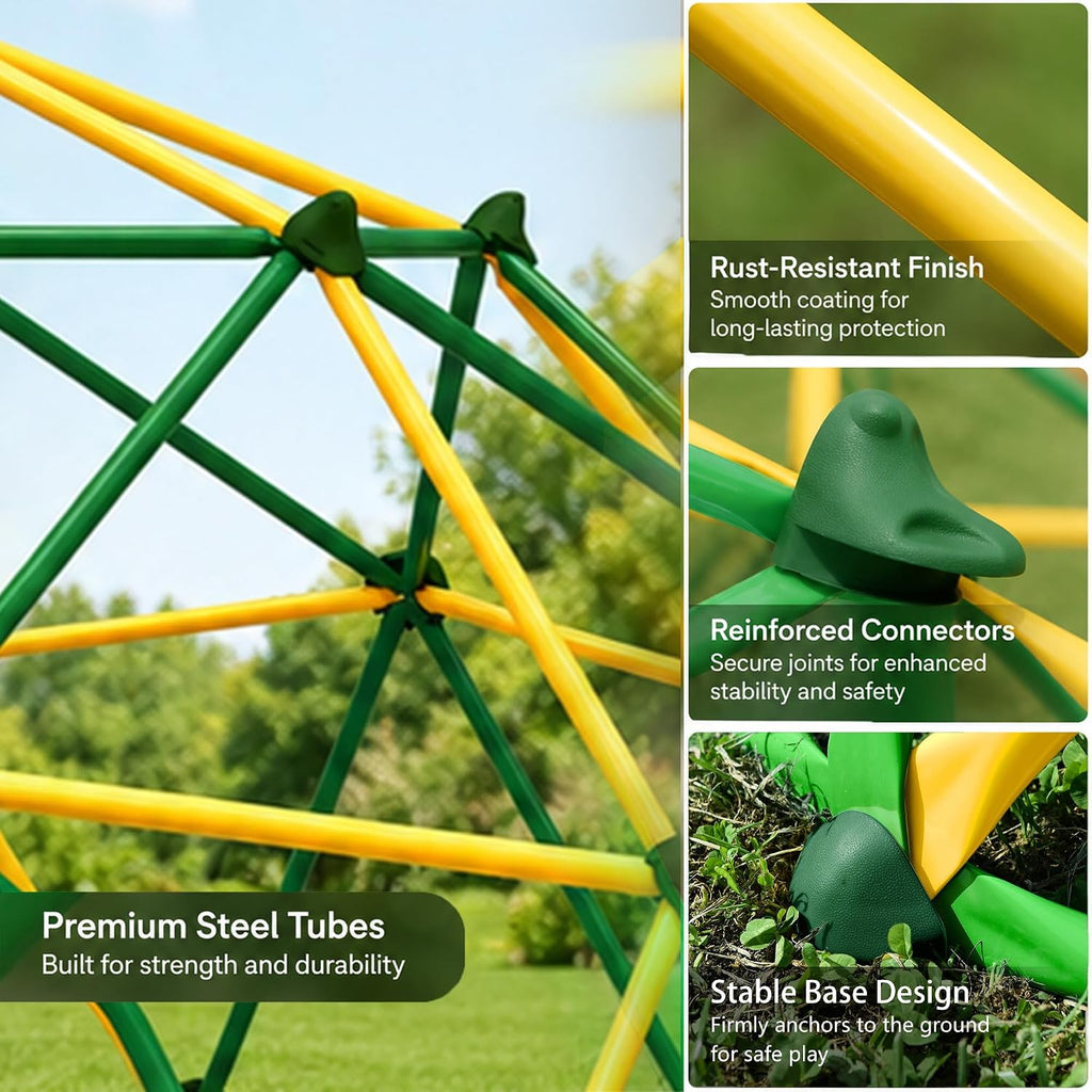 13ft Climbing Dome Kids Jungle Gym Outdoor, 1000 lbs Geometric Dome Climber Play Center, Rust & UV Resistant Steel