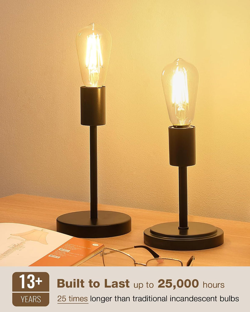 Vintage Edison LED Bulb Bundle T45 25W Soft Warm 2200K and ST58 60W Soft White 2700K Dimmable E26 Base Retro Style
