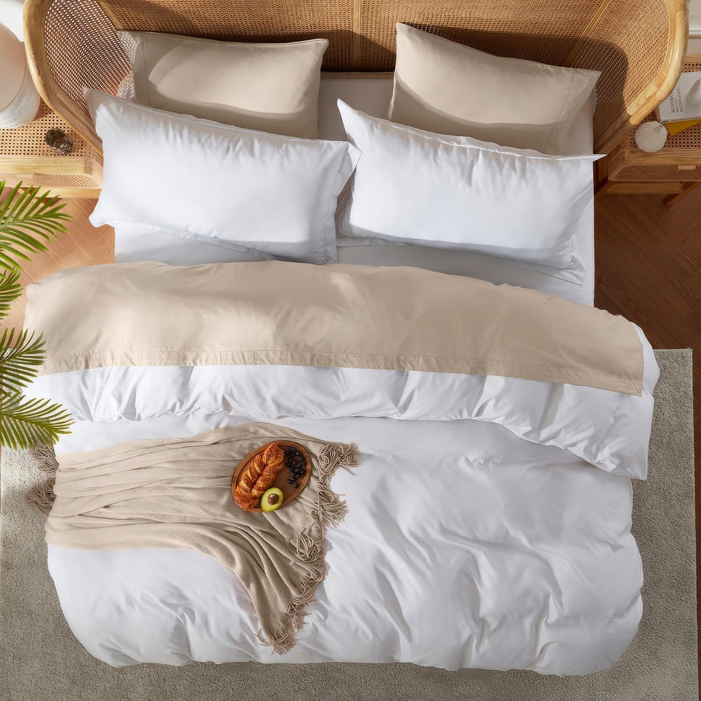 White Duvet Cover Queen - Soft Double Brushed Queen Duvet Cover Set, 3 Piece, with Button Closure, 1 Duvet Cover