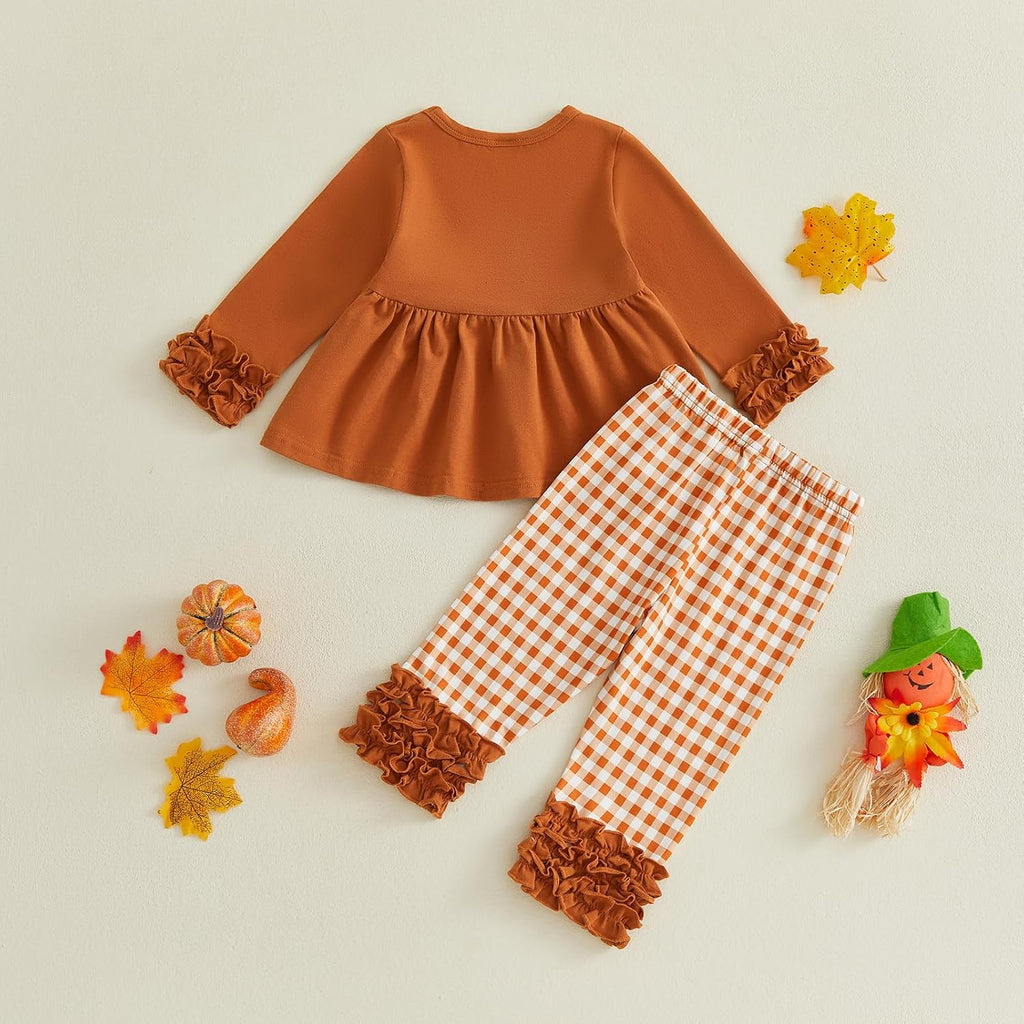 Toddler Baby Girl Outfit Shirts Tunic Top and Ruffle Pants Set