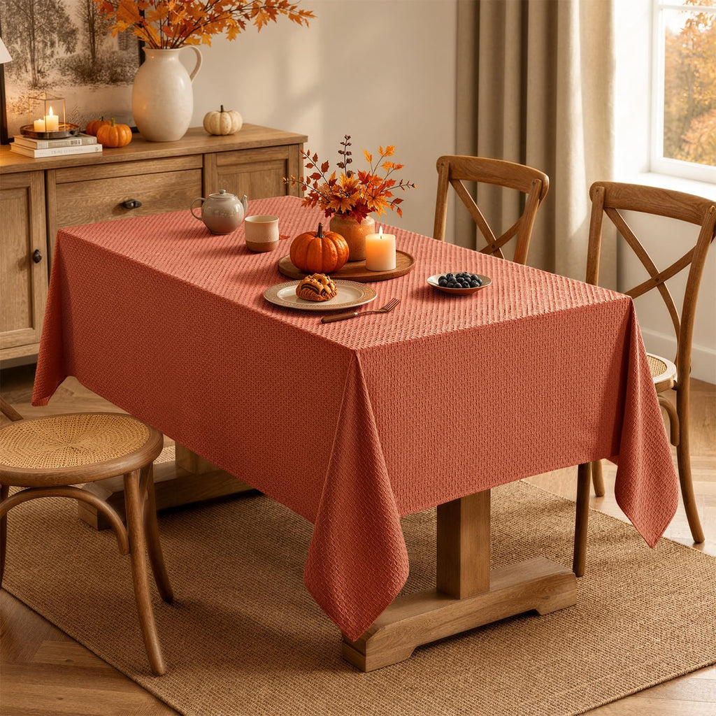 Burnt Orange Linen Rectangle Tablecloth 60x84 Inch