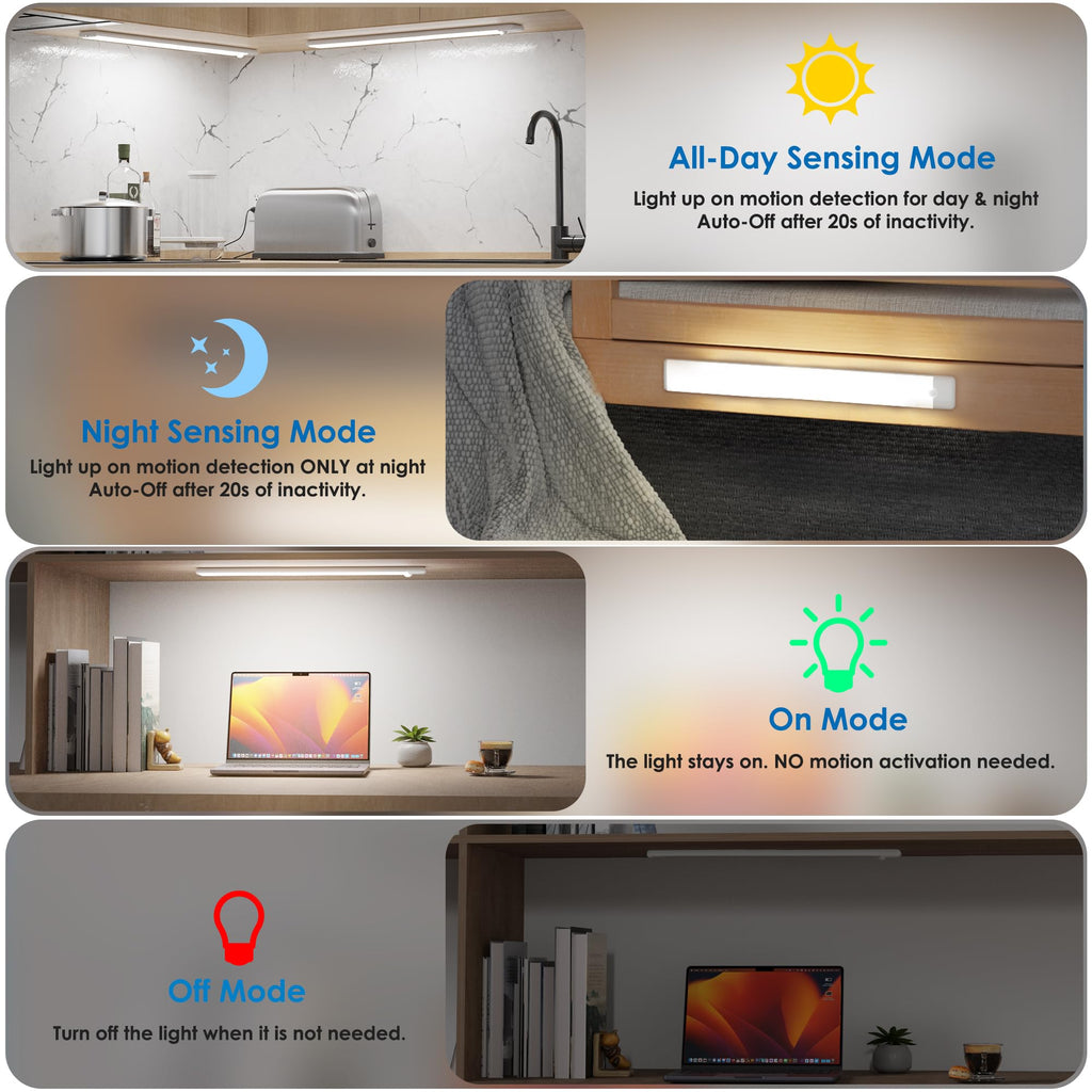 15.9 inch Motion Sensor Under Cabinet Lights, Cool White, 2-Pack
