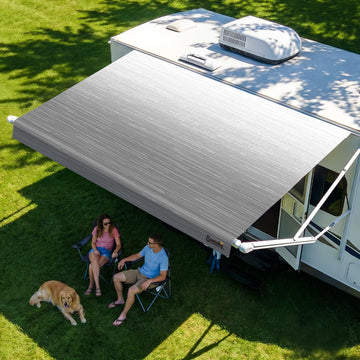 RV Awning Fabric Replacement, 19.5oz Heavy-Duty Vinyl Camper Awning, Heat-Sealed Seamless, DIY Setup, UPF 50+
