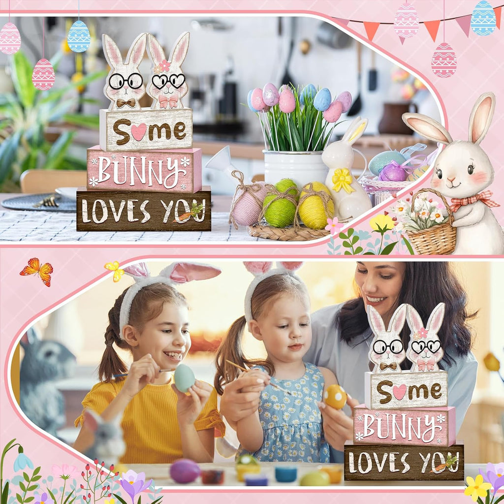 Tiered Tray Decor Set, , Wooden Table Sign, Easter Bunny - Set of 4
