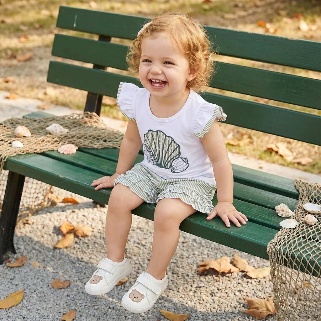 Toddler Girl Summer Clothes Baby Girl Ruffle Shirt Top and Shorts Set Beach 2 Piece Outfits