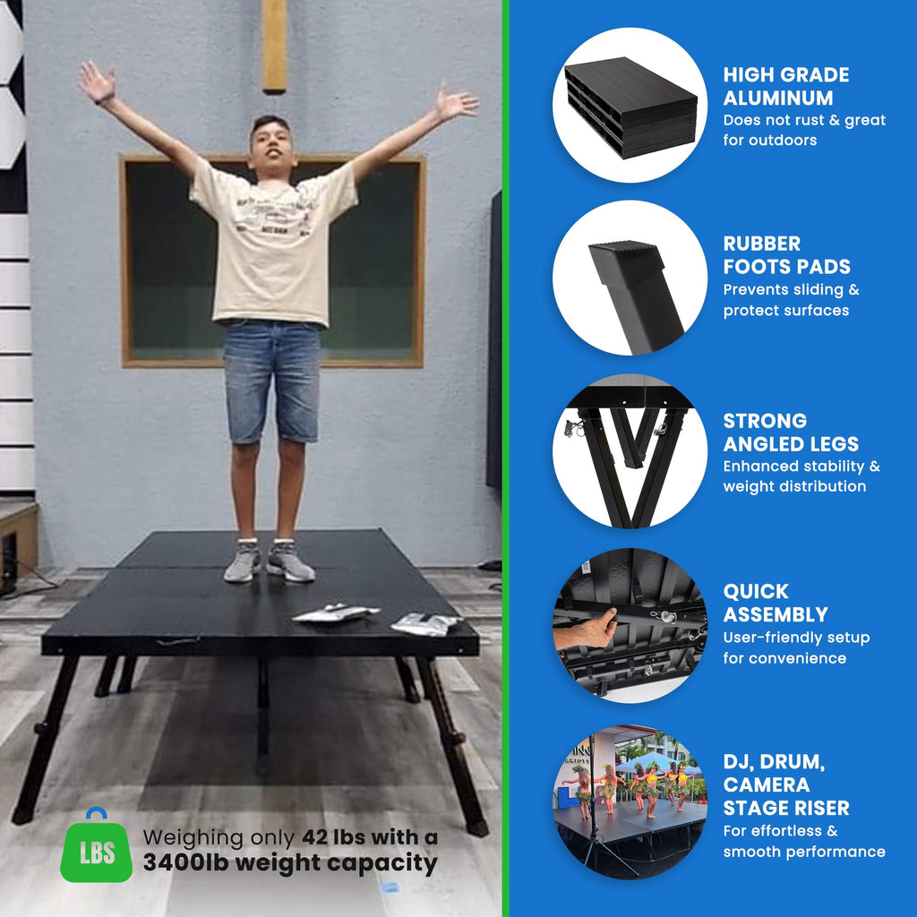 4'x4' Portable Stage, Mini Legs 8-10" + Standard