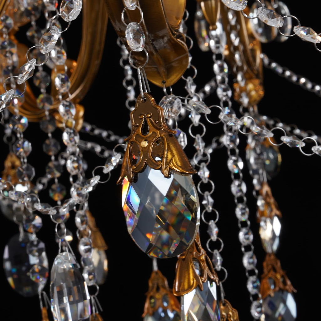 Antique Gold Bronze Crystal Chandeliers Candle Style Hanging Light