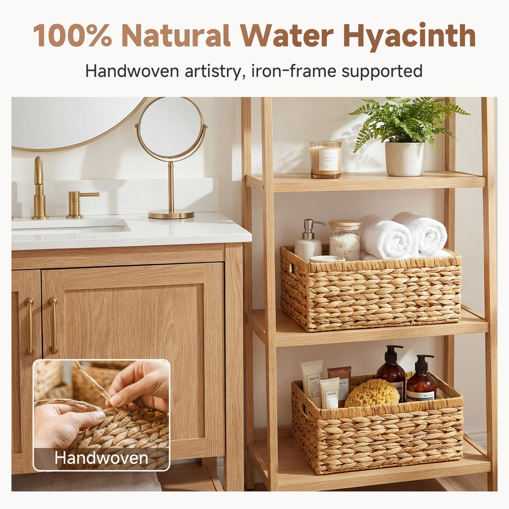 Wicker Storage Baskets for Shelves, Hyacinth Baskets, 2-Pack