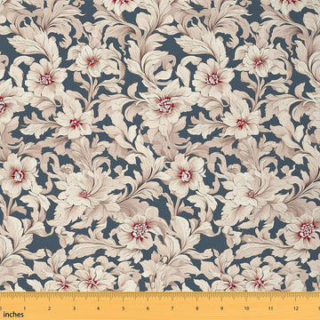 Retro Floral Quilting Fabric by the Yard, Classical Flowers Decorative Fabric, Vintage Aesthetics Upholstery