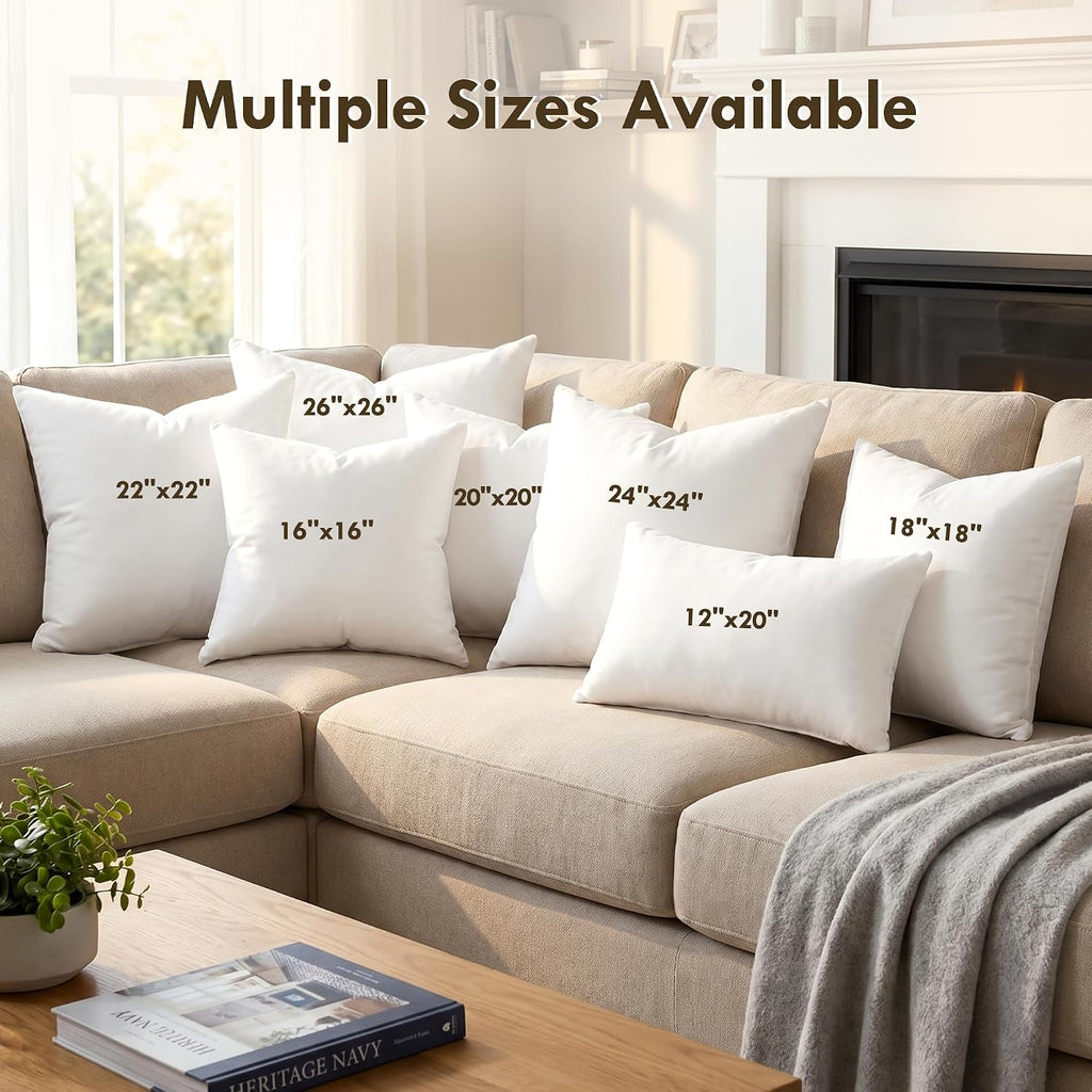12x20 Lumbar Pillow Insert, Fluffy Decorative Pillow for Couch Sofa