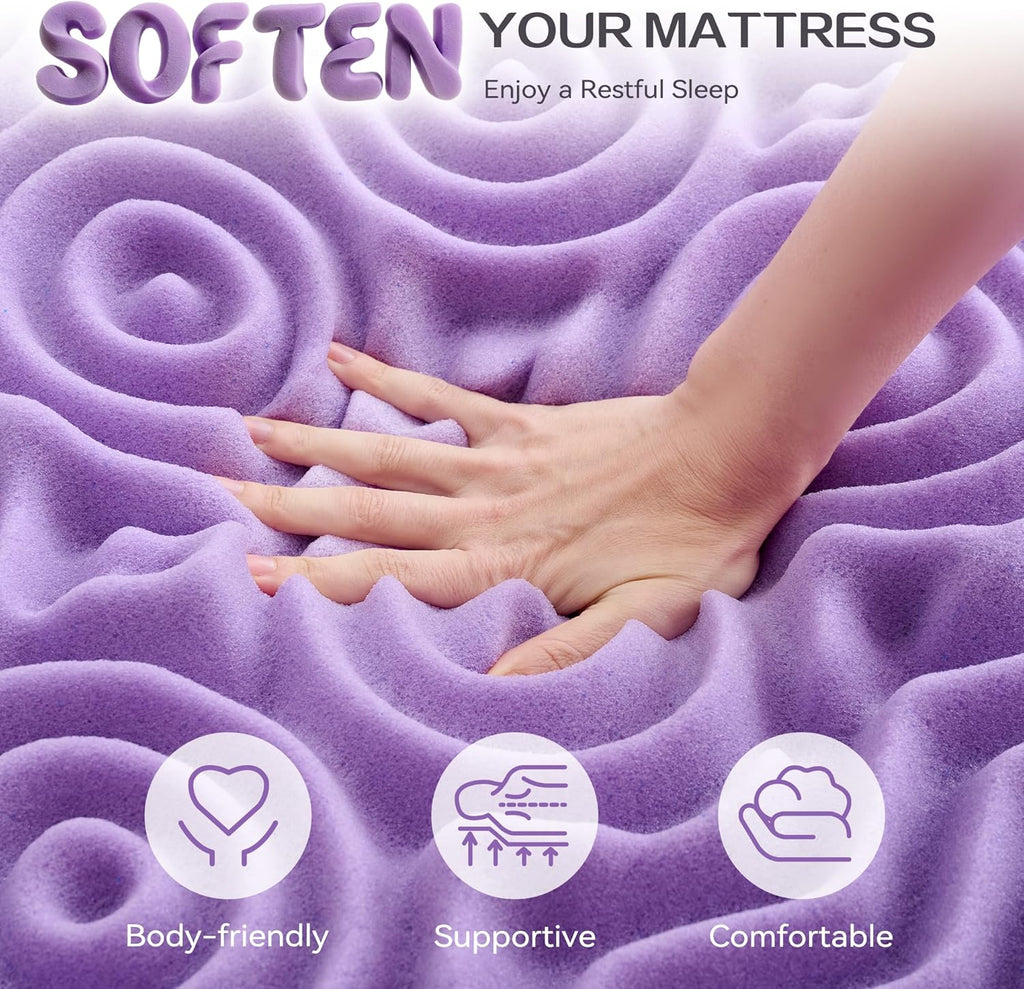 1.5 Inch 7-Zone Memory Foam Mattress Topper Queen Size, Soft Mattress Pad for Back Pain Relief, Egg Crate Bed Topper
