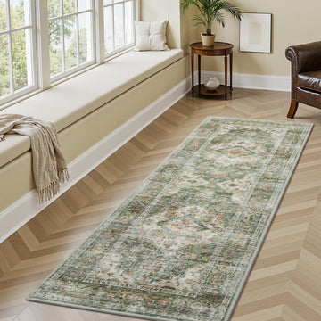 2X6 Runner Rug-Washable Runners s-Soft Non Slip Bedside Rugs -Vintage Long Rug s Entryway Laundry Room Stair Kitchen