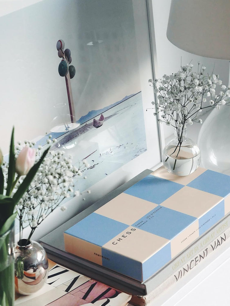Play Blue Chess Set - Wooden Pieces & Foldable Chess Board