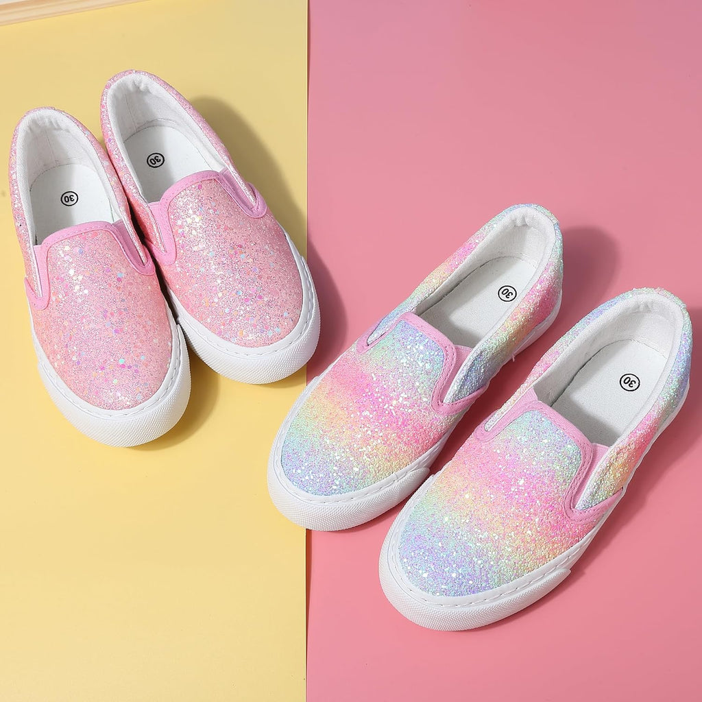 Girls Sparkle Slip-on Shoes Toddlers Canvas Sneakers
