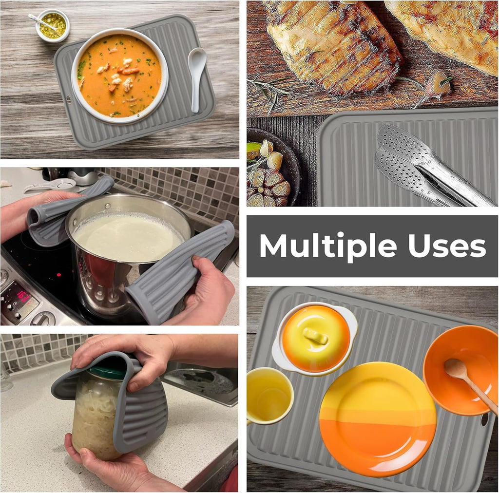 Silicone Trivets for Hot Dishes, Pots, Pans (4 Pack) - Heat-Resistant Pot Holders Countertop Mats - Silicone Trivet - Set of 4