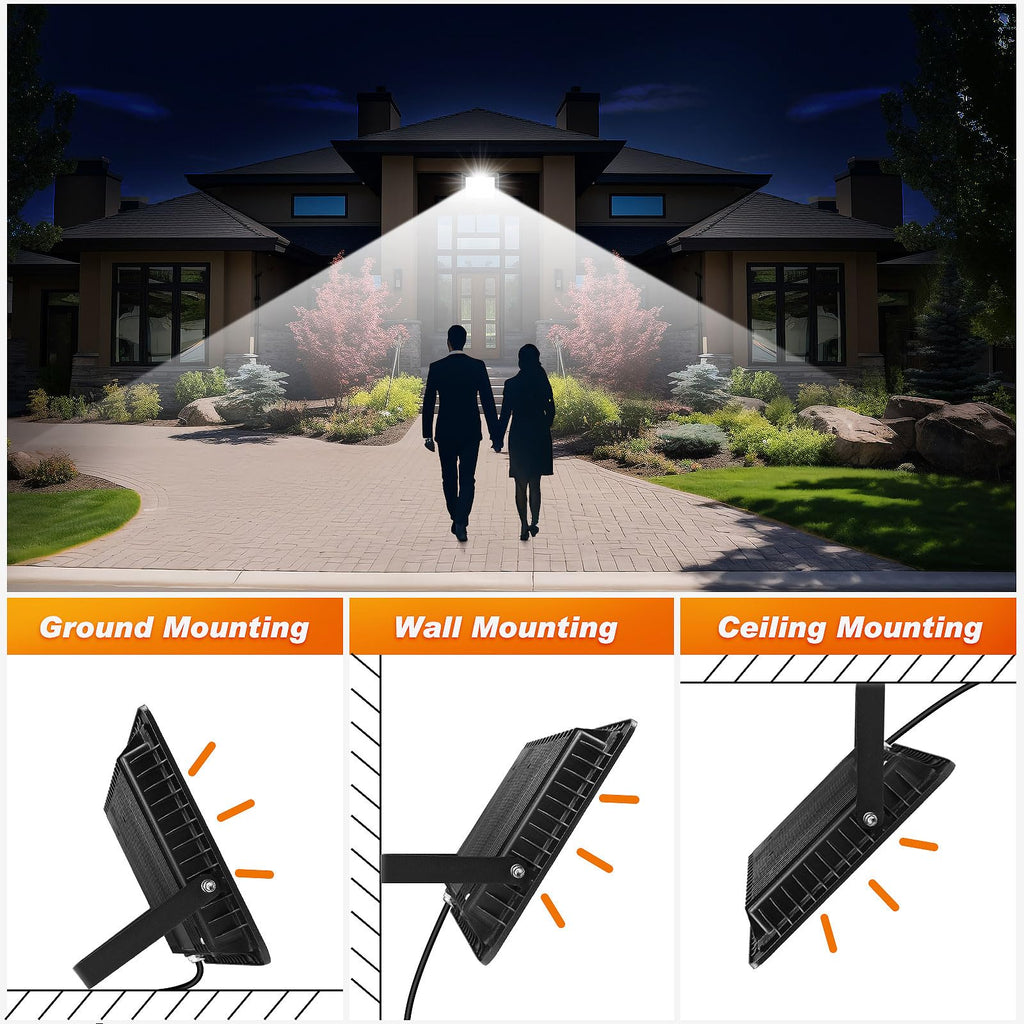 LED Flood Light Outdoor, 2Pack Super Bright, IP66 Waterproof Outside Work Lights, 6500K Daylight White