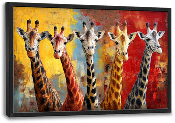 Large Wall Art Giraffe Canvas Wall Decor Funny Animal Pictures African Wildlife Paintings Prints Big Textured Artwork