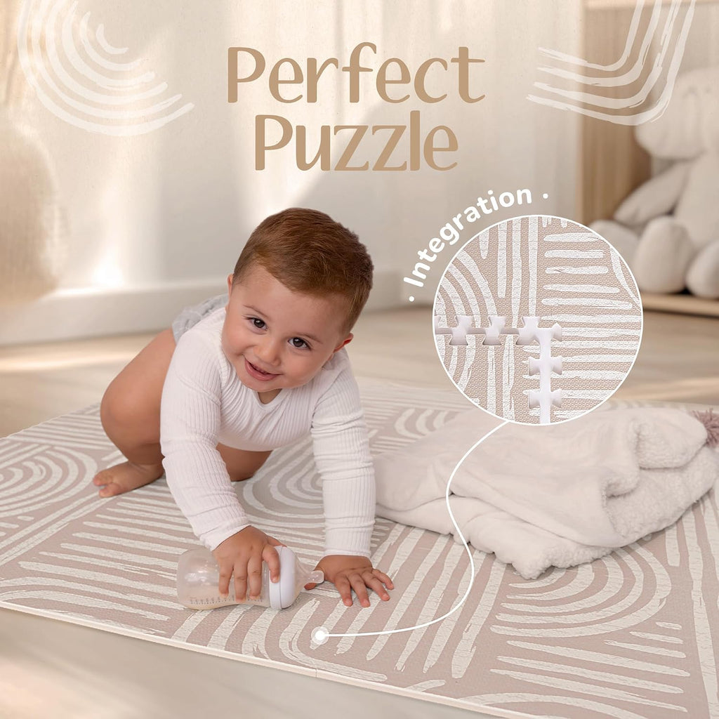 Play Mat - Premium Foam Playmat for Babies & Toddlers, 67" x 48", Neutral Modern Look, Easy-Clean & Non-Toxic