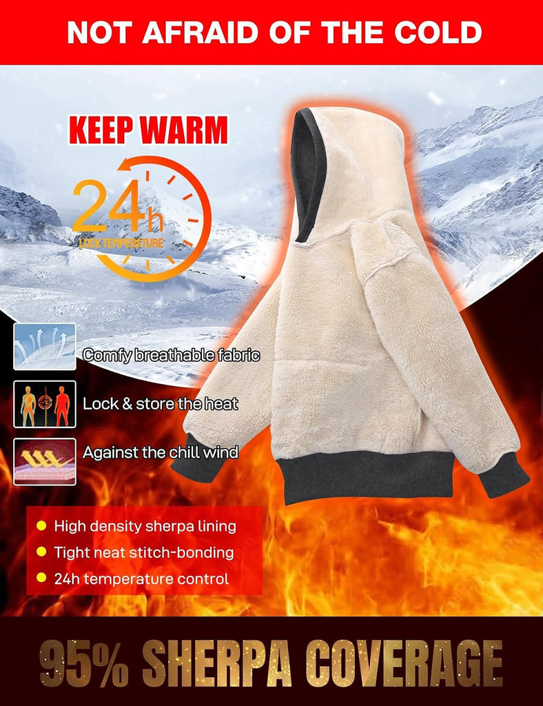 Kids Sherpa Lined Fleece Hoodie Warm Pullover Sweatshirt Sweater