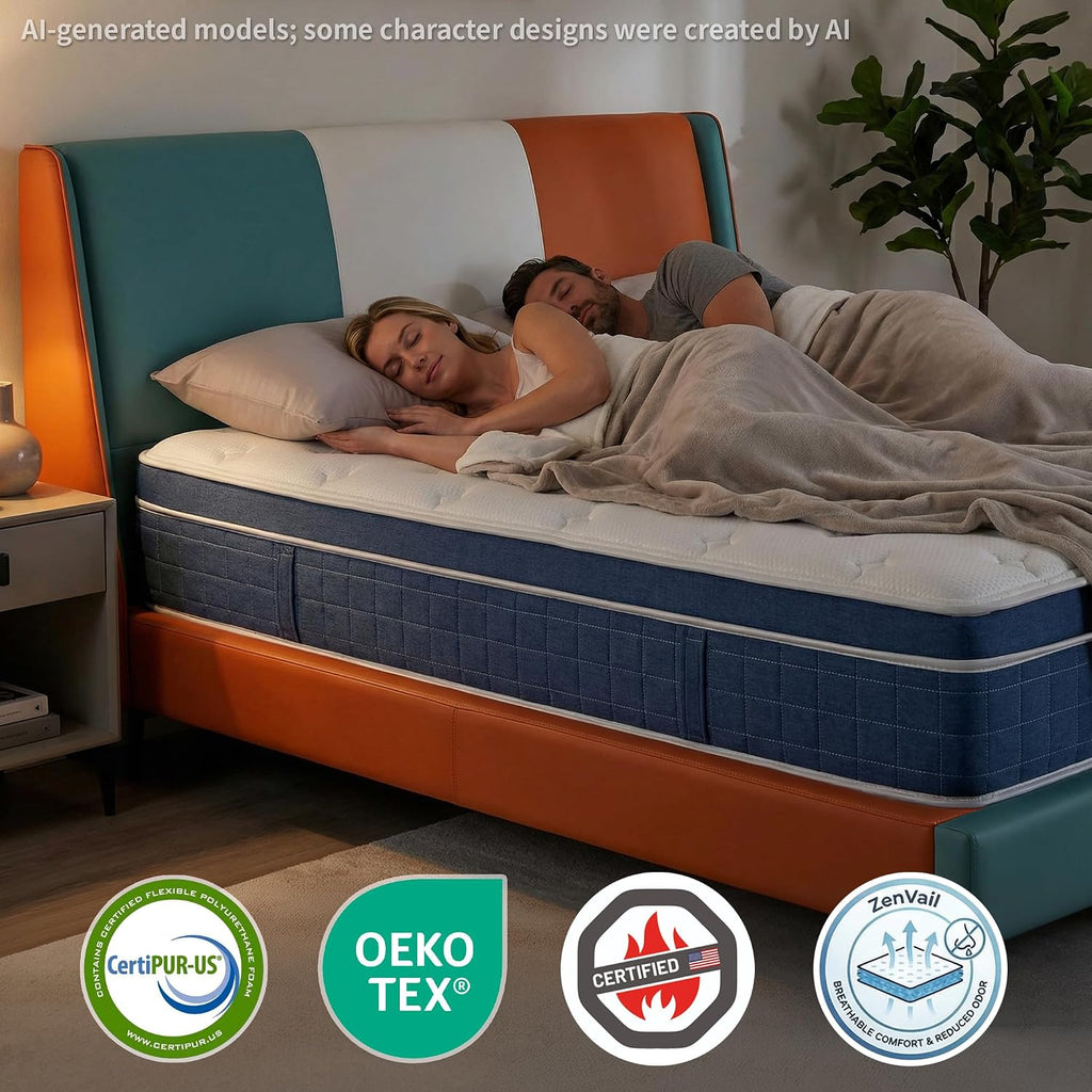Queen Size Mattress 12 Inch, Medium Firm, Motion Isolation | Targeted Spinal and Back Support, Pressure Relife