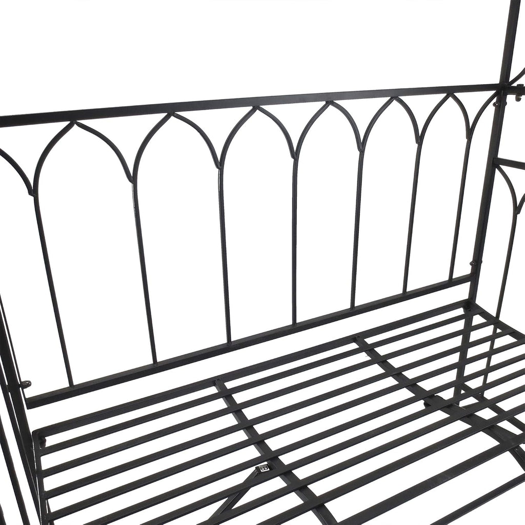 Metal Trellis Arbor Arch with Garden Bench Steel 484 lbs. Black | Climbing Plants, Grow Grapes & Vines, Patio Decor
