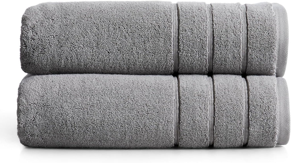 Luxury Turkish Cotton Bath Towels Set | 2-Pack | Grey | 100% Turkish Cotton | Premium Bath Towels | Ultra Soft Thick