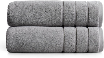 Luxury Turkish Cotton Bath Towels Set | 2-Pack | Grey | 100% Turkish Cotton | Premium Bath Towels | Ultra Soft Thick