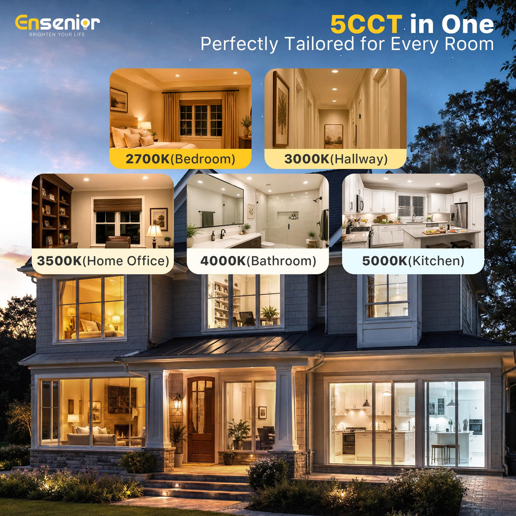 4 Pack 7 Inch LED Recessed Light, 5CCT Dimmable Canless Wafer