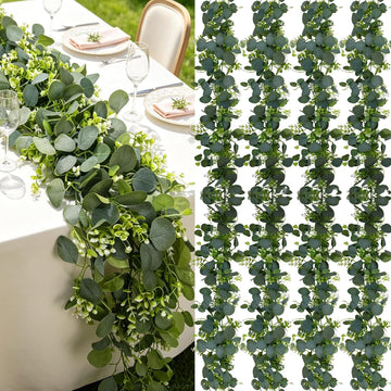 4Pack Faux Eucalyptus Garland, 5.9FT Artificial Eucalyptus Vine