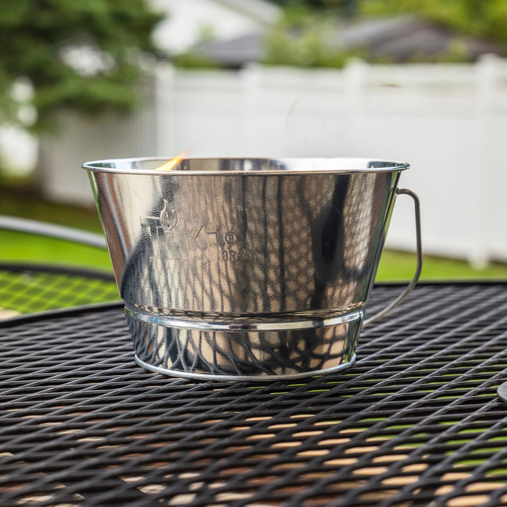 Citronella Candle Bucket for Outdoors, Triple-Wick Galvanized Metal