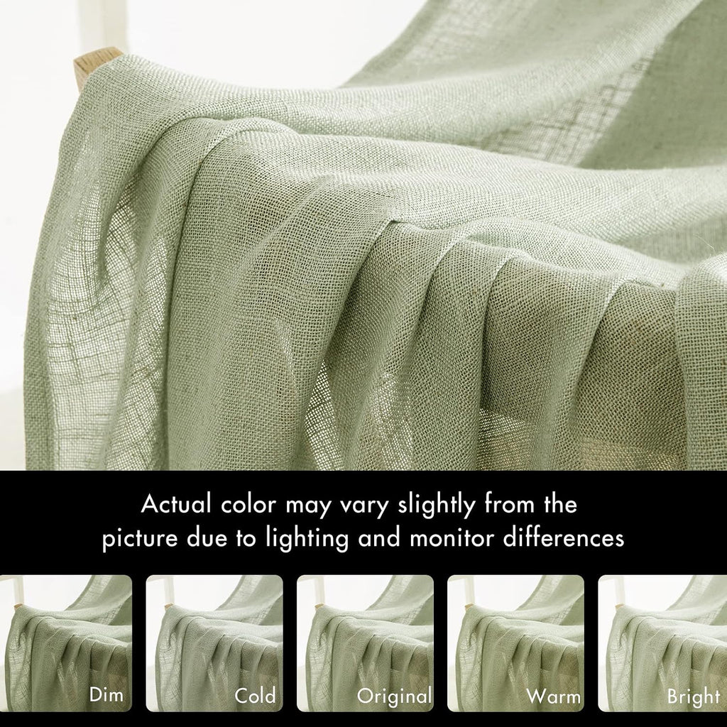 Spring Linen Textured Kitchen Window Curtains over Sink 24 Inch Length Semi Sheer Farmhouse Small Curtains for Cafe