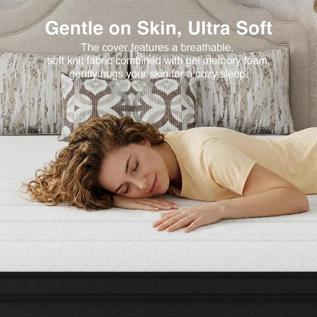 King Mattress 14 Inch, Cooling Hybrid Mattress with Upgraded Coils | Gel Memory Foam, Enhanced Support, Motion