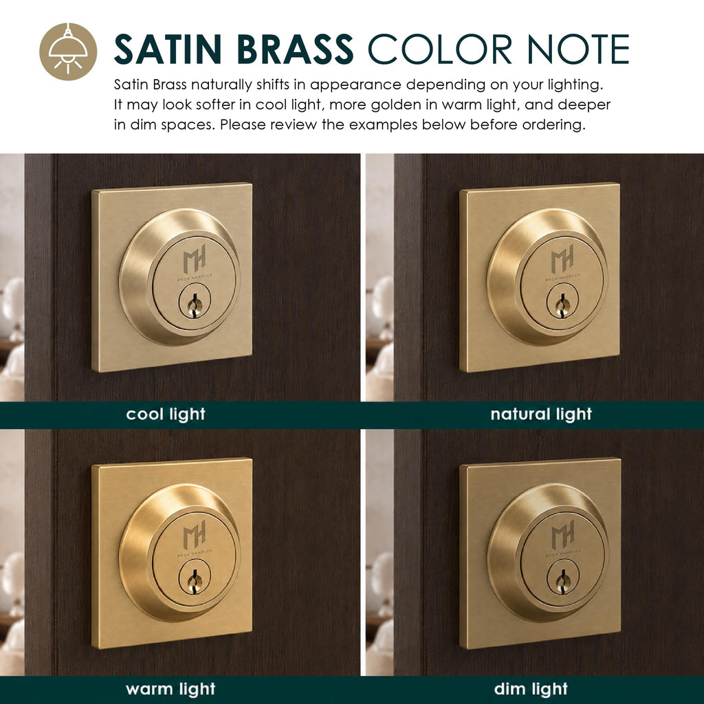Entry Deadbolt Lock - Heavy Duty Round Locking for Left or Right-Handed Doors - Interior/Exterior - Satin