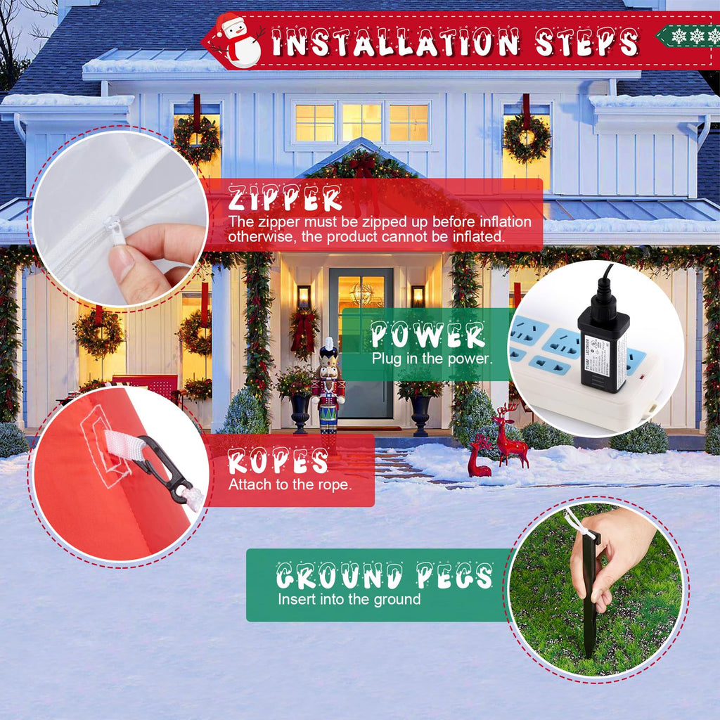 Christmas Inflatable, 6FT Inflatable Snowman and Santa Claus with Built-in LED Lights, Outdoor Christmas Decorations