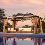 12'x16' Hardtop Gazebo, Outdoor Metal Gazebo with Double Polycarbonate Roof Canopy