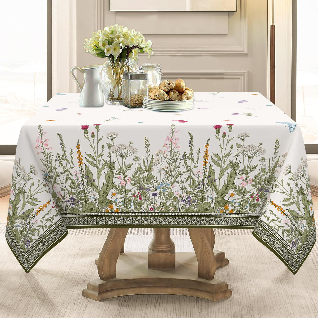 Small Square Tablecloth 52x52 Inch, Stain Resistant Wrinkle Free Card Table Tablecloth Spring Floral Summer