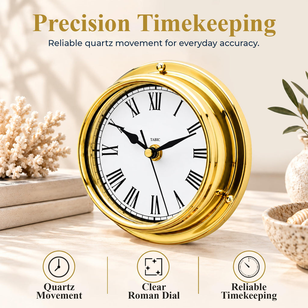 Classic Brass Roman Wall Clock, Heavy Lacquered Brass (1/2kg), Qaulity Timepiece for Any Home Decor, Great Gift