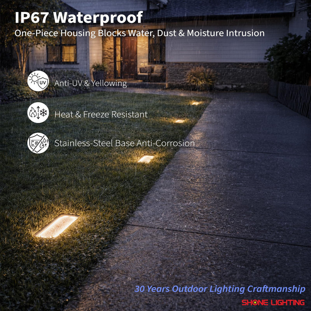 4x8 Solar Ground Lights, 3500K Paver Light, Warm White, 1Pack