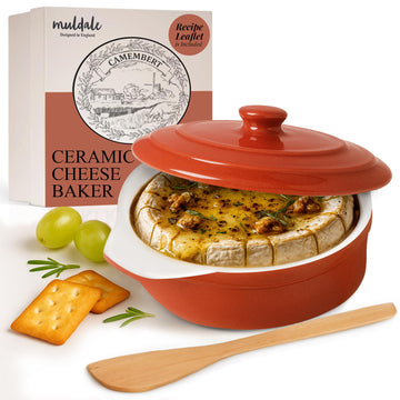 Brie Baker with Lid and Spreader - Camembert Baker Crock in Red